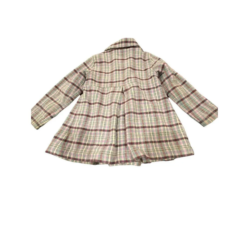 Old Navy Double Breasted Lined Peacoat Plaid 4T